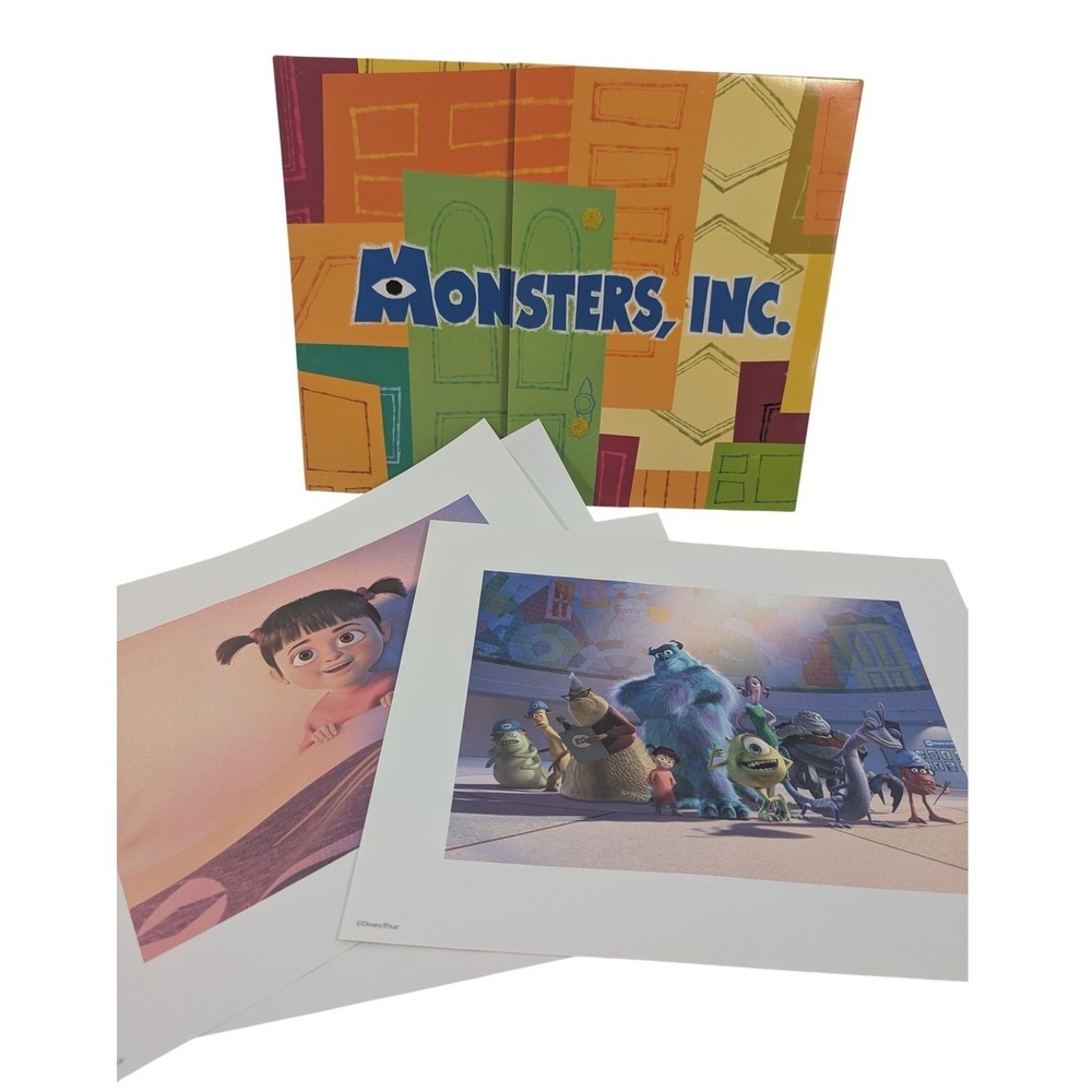 Disney Pixar Monsters Inc‎ Lithograph Art Print Set of 4 with Portfolio Folder